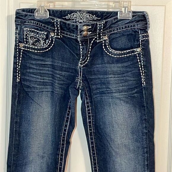 Y2K Maurices Premium Low Rise Bootcut Jeans, bedazzled, size 7/8 - Picture 5 of 11